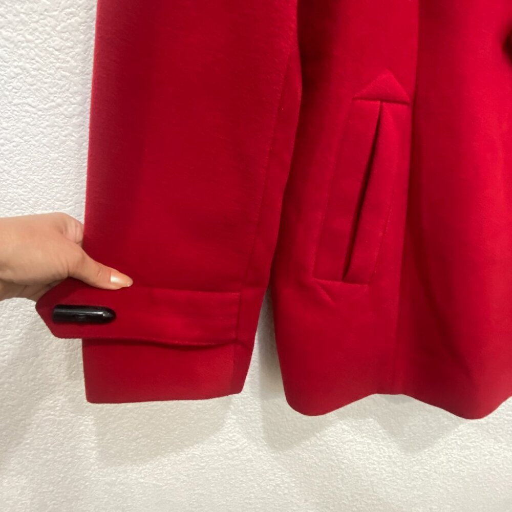 Style & Co Red Wool Blend Toggle Coat Faux Fur Hood XL - Picture 5 of 16